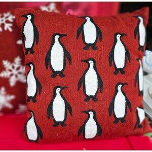 16x16 Pottery Barn Penguin Christmas Pillow